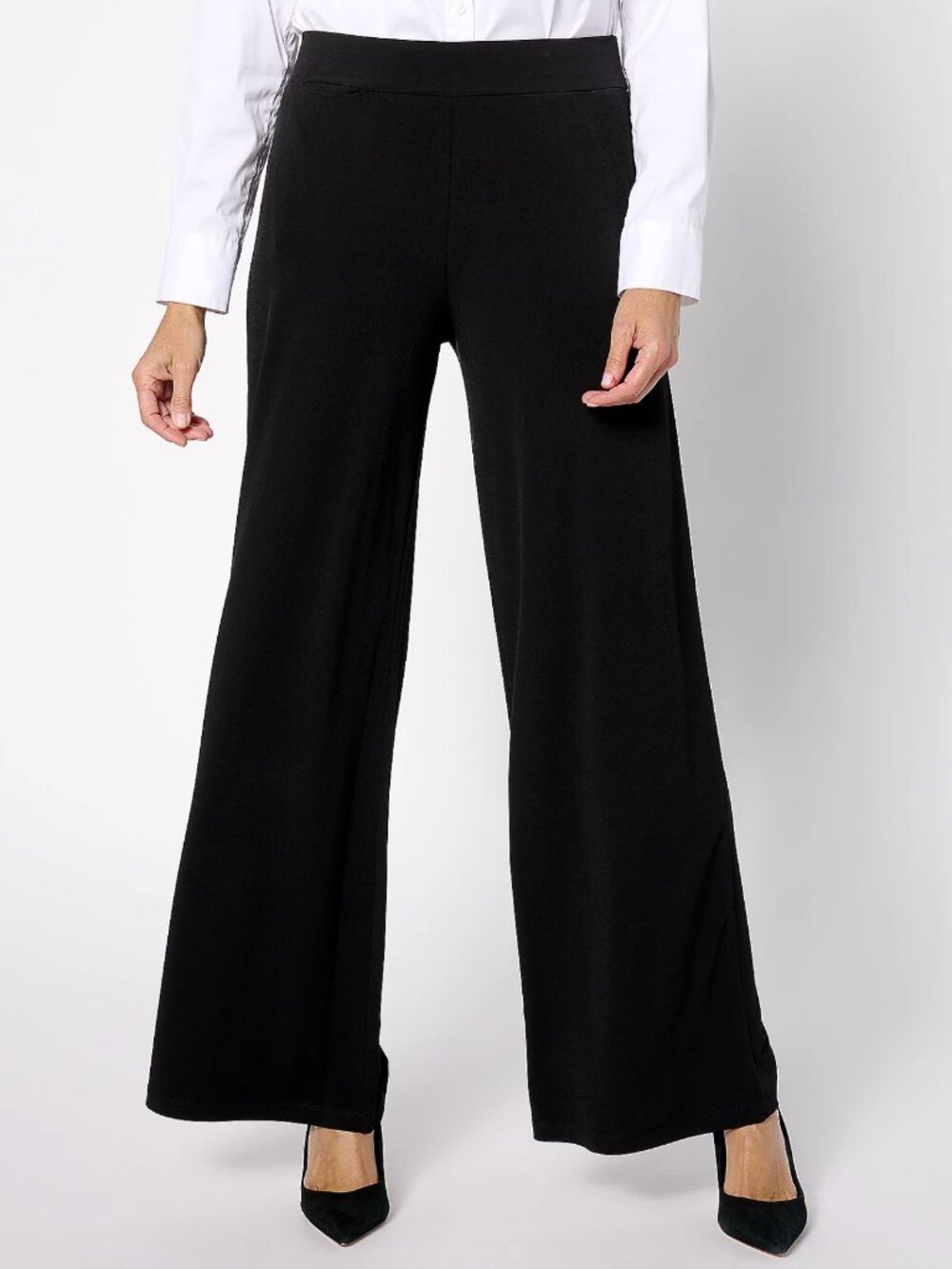 Susan Graver Modern Essential Liquid Knit Wide-Leg Pants